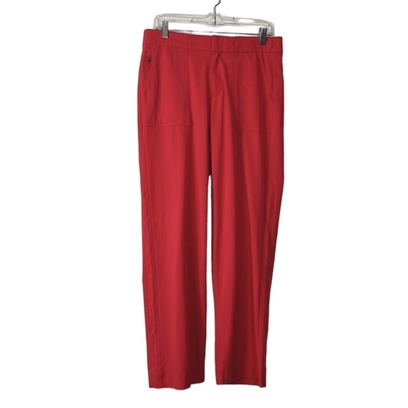 Athleta Tribeca Utility Crop Pant Women's 8T Coral Red Pockets Inseam 29" - Picture 1 of 16